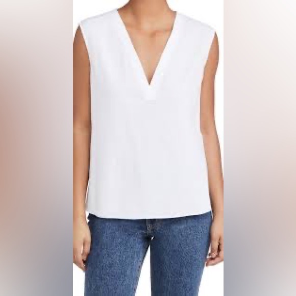 3 VINCE Rib Trim Double V-Neck Shell - Picture 11 of 13